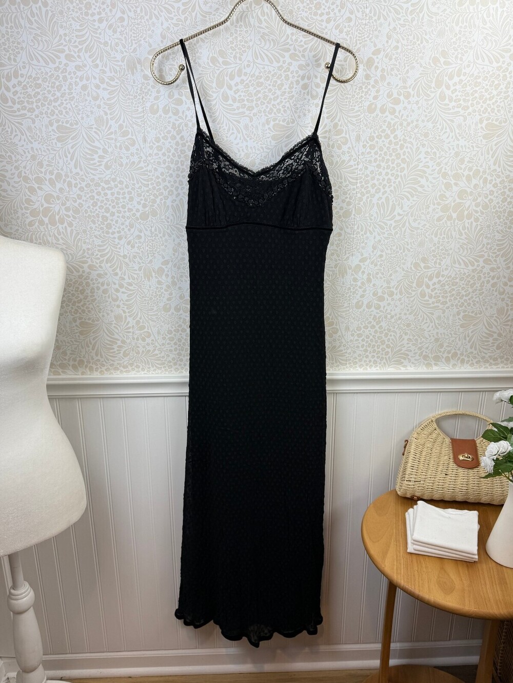 Betsey Johnson NY Vintage Point D'Dsprit Mesh Slip Midi Dress - Size - Large